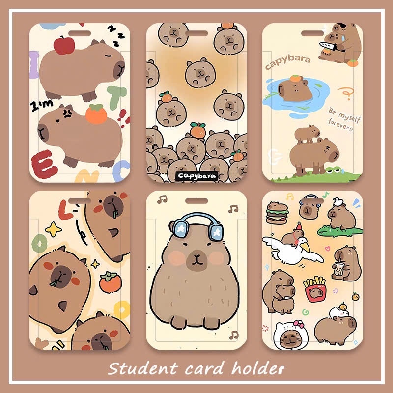 Dây đeo thẻ học sinh sinh viên bao đựng thẻ Card holder đeo cổ họa tiết Kuromi Shin Capybara nhiều m