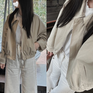   Steezy  Áo khoác bomber kaki trơn 2 lớp cổ bẻ khóa kéo form rộng Hàn Quốc  KK2410  Áo khoác nữ áo khoác bomber kaki 