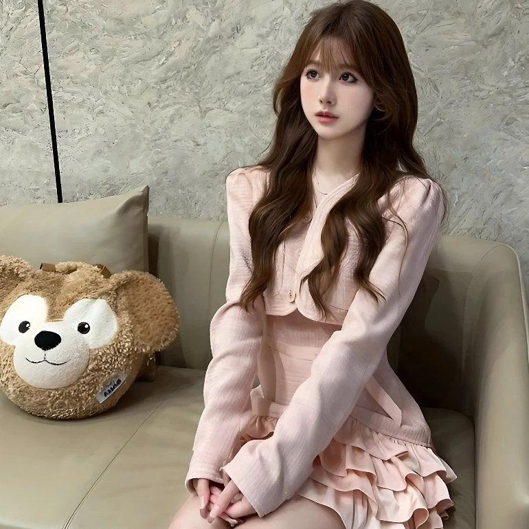 Set Dạ Tiểu Thư 2 Món Gồm Váy Dạ 2 Dây Bèo Gấu Nhiều Tầng Có Đệm + Áo Khoác Dạ Cúc Ngọc Dáng Croptop Sang Chảnh | BigBuy360 - bigbuy360.vn