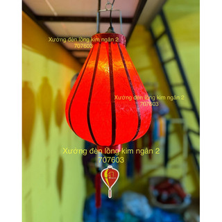 Đèn lồng hội an tỏi ngược  lụa tơ tằm chuyên trang trí chùa miếu treo tết trung thu (30,45cm)