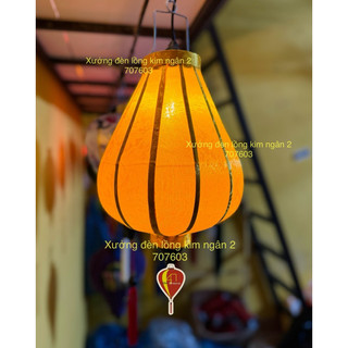 Đèn lồng hội an tỏi ngược  lụa tơ tằm chuyên trang trí chùa miếu treo tết trung thu (30,45cm)