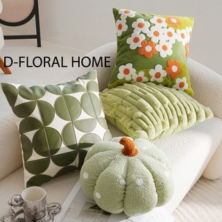   CÓ SẴN  Vỏ gối sofa tựa lưng thêu hoa nổi - Vỏ gối sofa hoạ tiết mới lạ tone xanh 