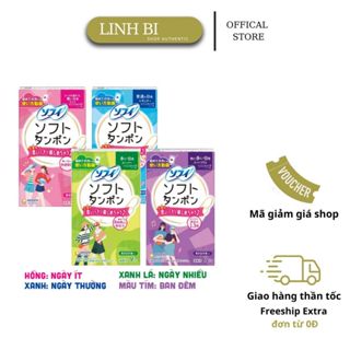 Băng vệ sinh Sofy Soft Tampon Unicharm Nhật Bản Siêu Thấm Hút Khô Thoáng Dịu Nhẹ Siêu Sạch
