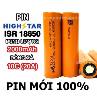Pin lithium 18650 Highstar, dung lượng 2000mah,xả 20A (chính hãng) NEW