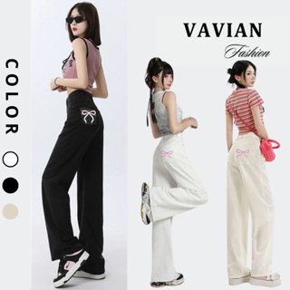 Quần kaki suông nữ, quần ống rộng nơ, quần suông nữ thêu nơ túi sau hottrend phong cách Hàn Quốc 2025