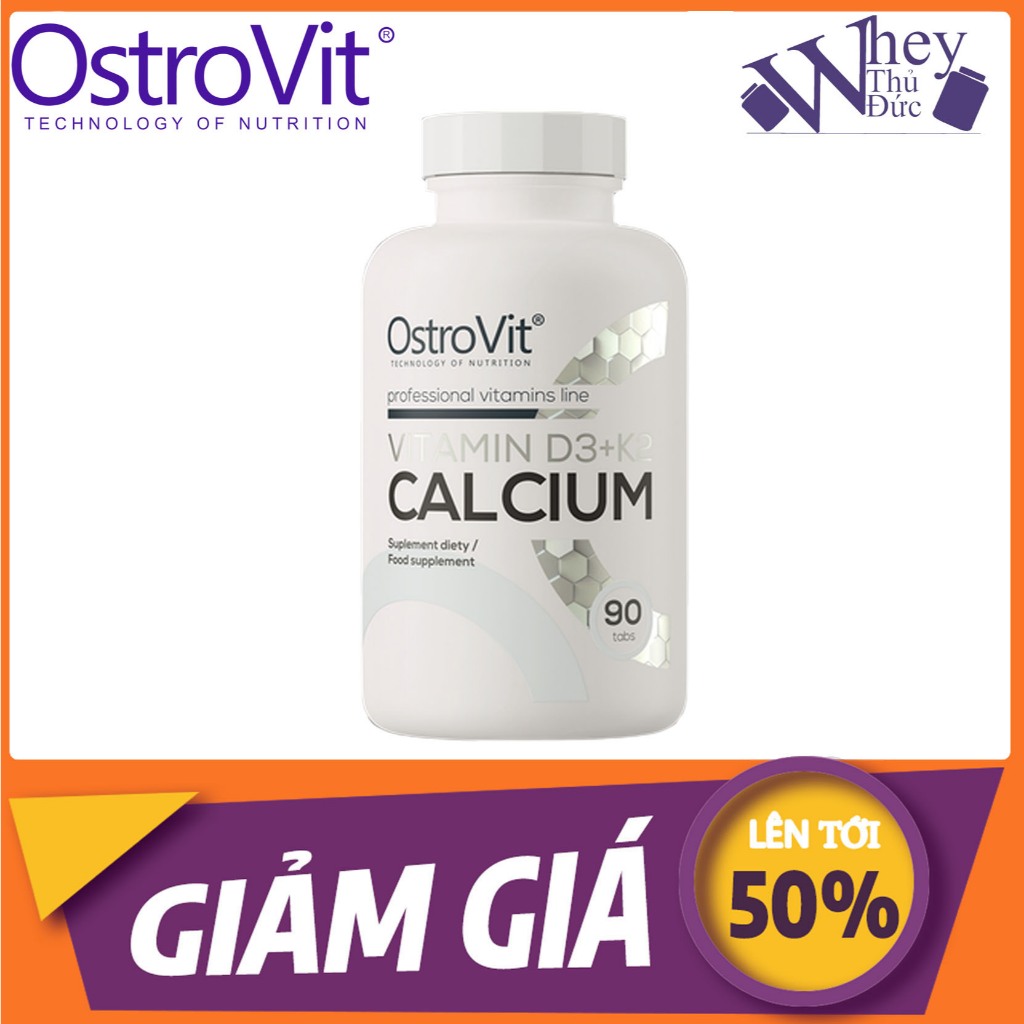 Chắc Khỏe Xương OSTROVIT Vitamin D3+K2 Calcium (90 Viên) - Bổ cung Canxi D3 K2 chắc khỏe xương, tăng