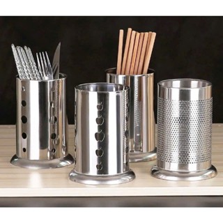 Ống Đựng Đũa Muỗng Inox Tròn - Ống Đựng Đũa Lỗ Thoát Nước Hình Trái Táo