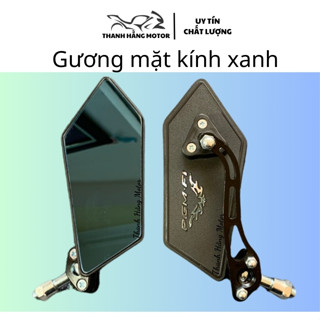Gương kính chiếu hậu xe máy chống chói mặt xanh kiểu 5 cạnh sh sh mode vision sirius yamaha vario exciter (1c bên trái)