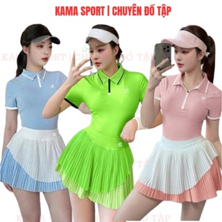 [PICKLEBALL] Bộ thể thao nữ, bộ thể thao cổ khoá chất thun mềm co dãn chuyên tập tennis, cầu lông pickleball, aerobic