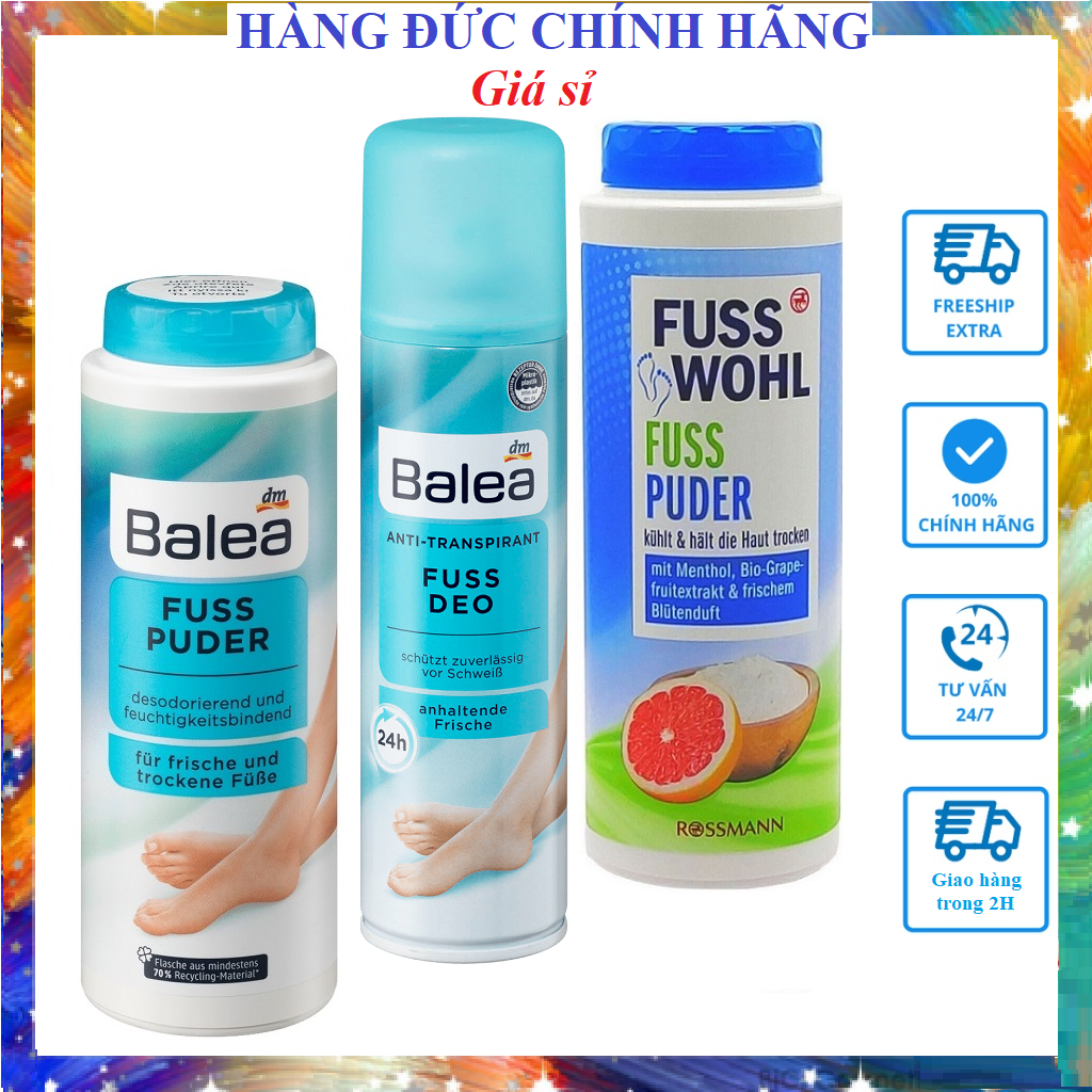 Bột khử mùi ,xịt  khử mùi hôi chân Balea, hôi giày Balea (Neu} Fuss Wohl 100g.muối ngâm Chân