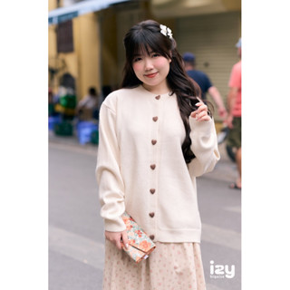  ÁO KHOÁC CARDIGAN LEN BIGSIZE KHUY TRÁI TIM - IZYBYNHI 