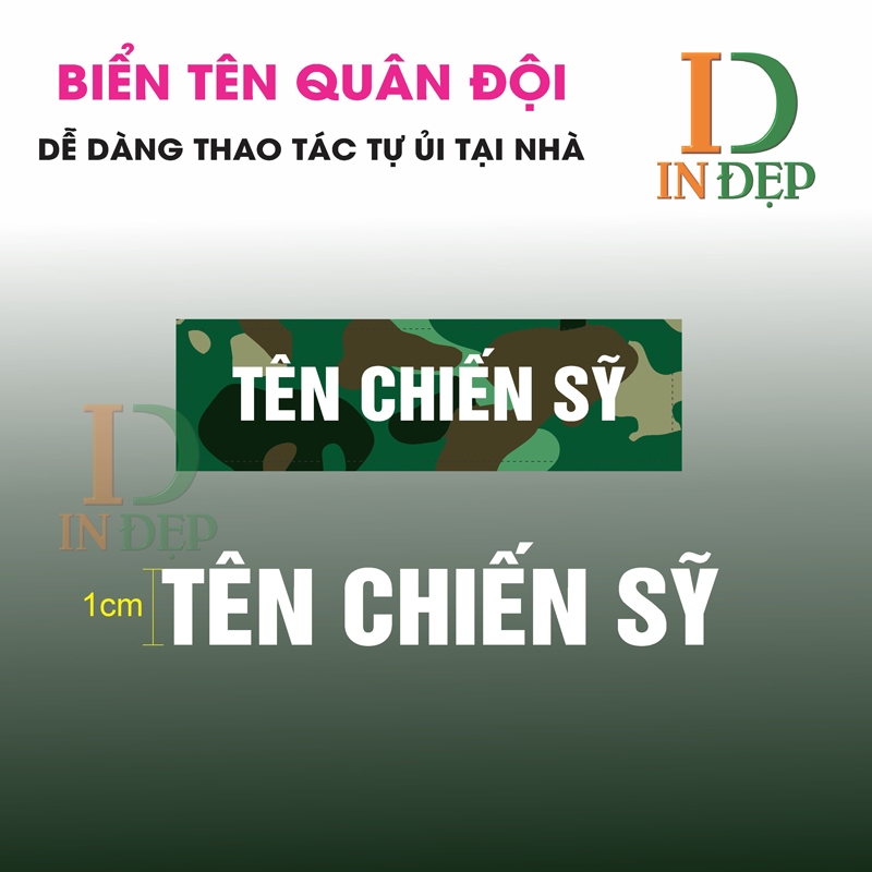 In bảng tên theo yêu cầu, nhãn tên chiến sỹ dùng bàn ủi là vào quần áo , 3 màu lựa chọn , combo 10 tên