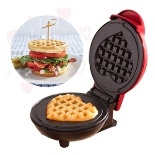 Máy Làm Bánh Waffle Mini Hình Tròn/Trái Tim – Máy Nướng Bánh Gia Đình Tiện Lợi, Chống Dính 2025
