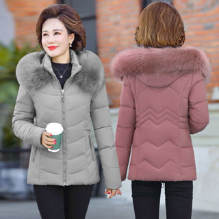 ÁO KHOÁC NỮ TRUNG NIÊN DÁNG NGẮN CỔ LÔNG CAO CẤP CHO MẸ