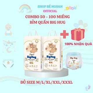 [COMBO 50 - 100 MIẾNG] Tã/Bỉm quần Big Hug size M,L,XL,XXL,XXXL bỉm đêm siêu thấm, siêu mỏng, thoáng khí Shop Bé Ngoan