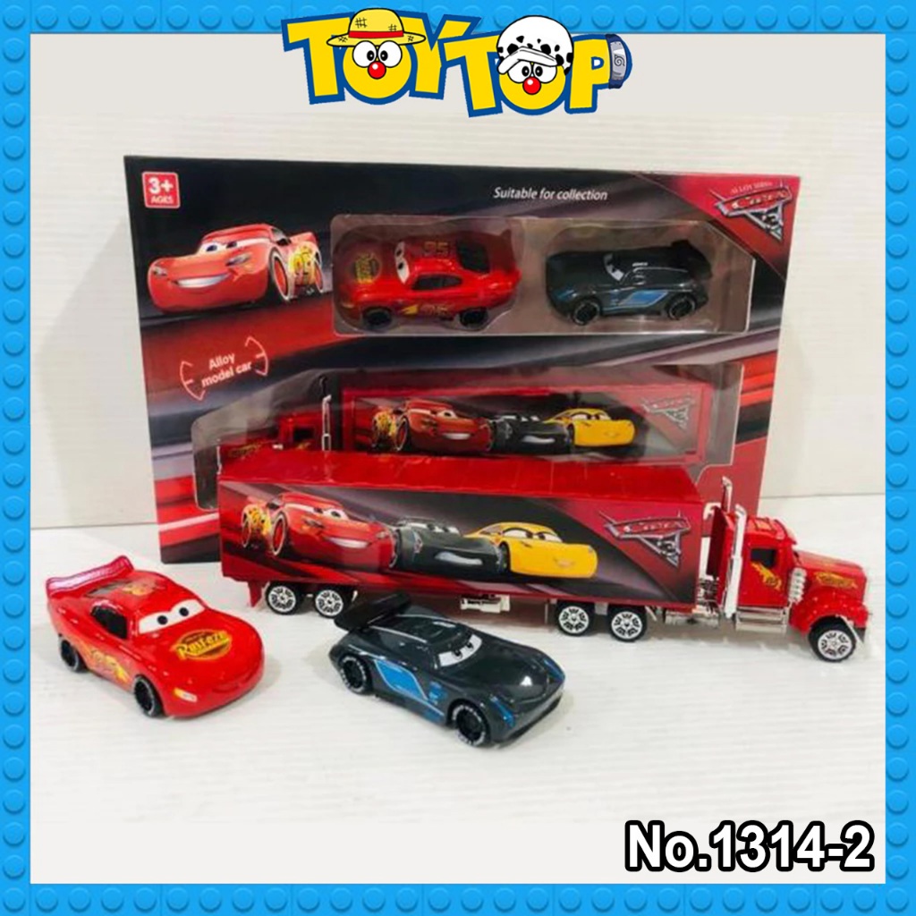 Đồ chơi mô hình combo 2 xe ô tô đua 1 xe tải nhân vật Lighting McQueen trong hoạt hình car vương quố
