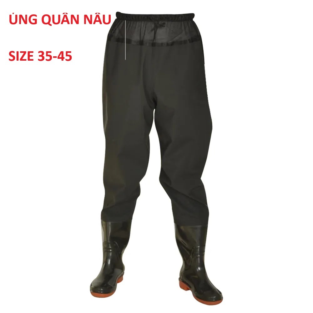 Ủng quần lội nước đế cứng màu nâu size 35-46, quần ủng bảo hộ lao động, ủng câu cá