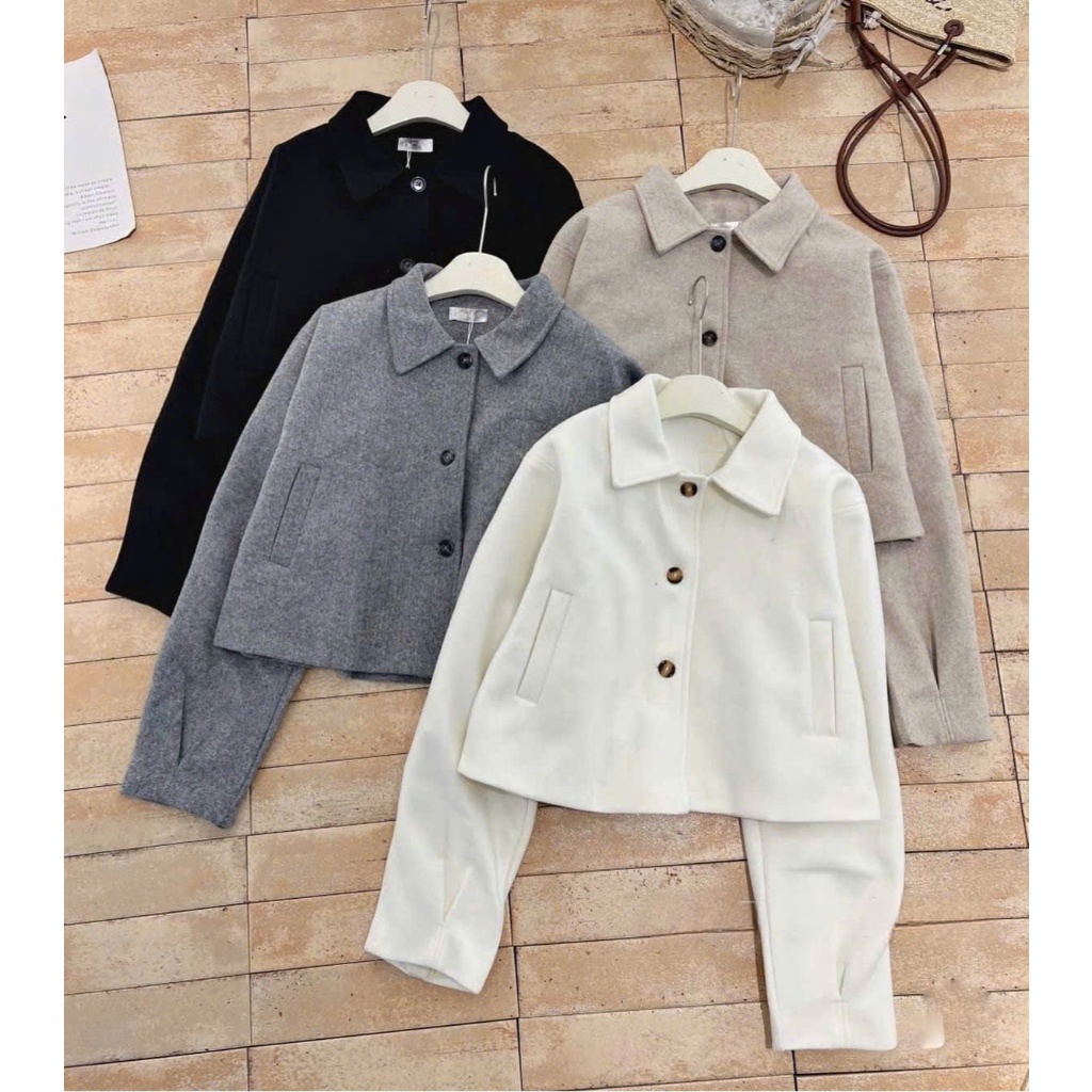 (Hàng loại 1) Áo Khoác Nữ, Áo Khoác Dạ Ép Dáng Lửng 2 Lớp Tay Bồng Dày CROPTOP | BigBuy360 - bigbuy360.vn