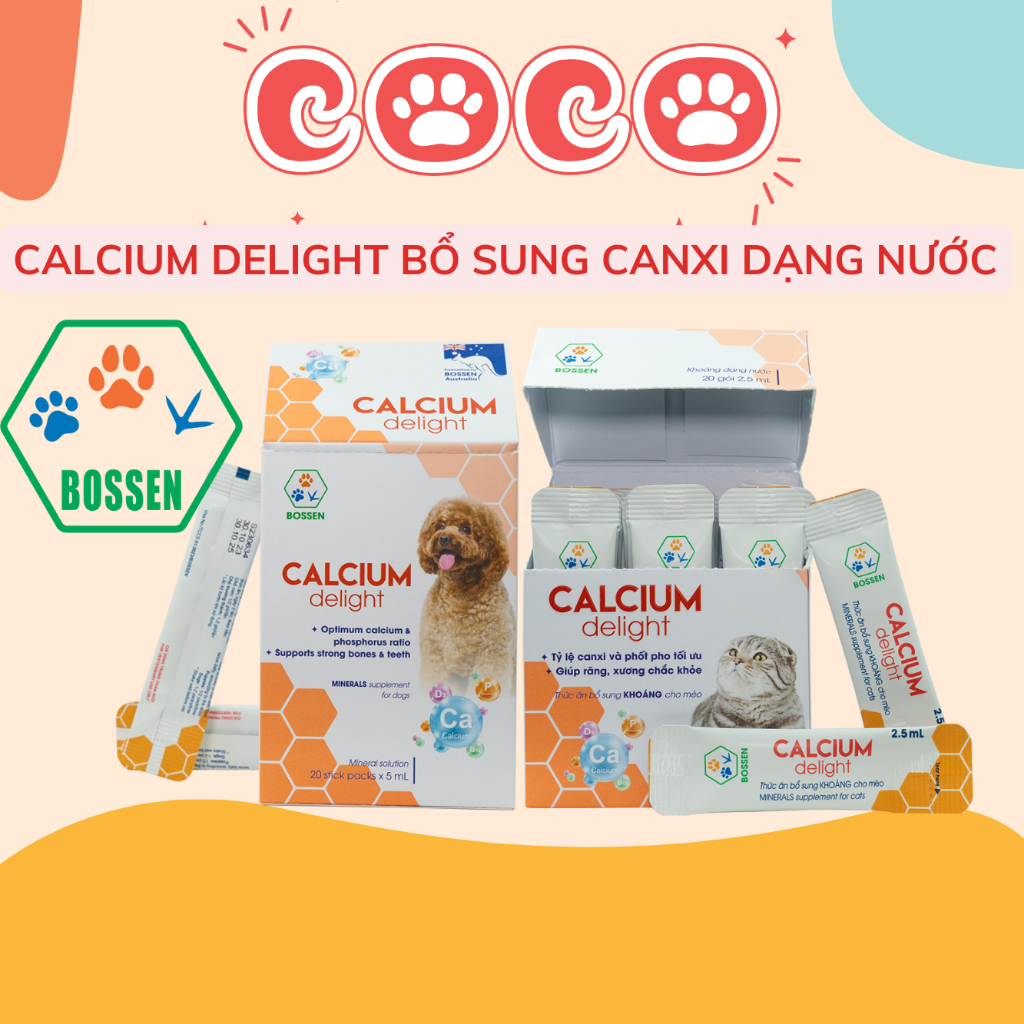 Bổ Sung Canxi Vitamin D3 Cho Chó Mèo 1 Hộp Calcium Delight Canxi Delight Canxi Nano Hữu Cơ Dạng Sữa 