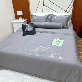 Bộ chăn ga phi lụa ,set 5 món