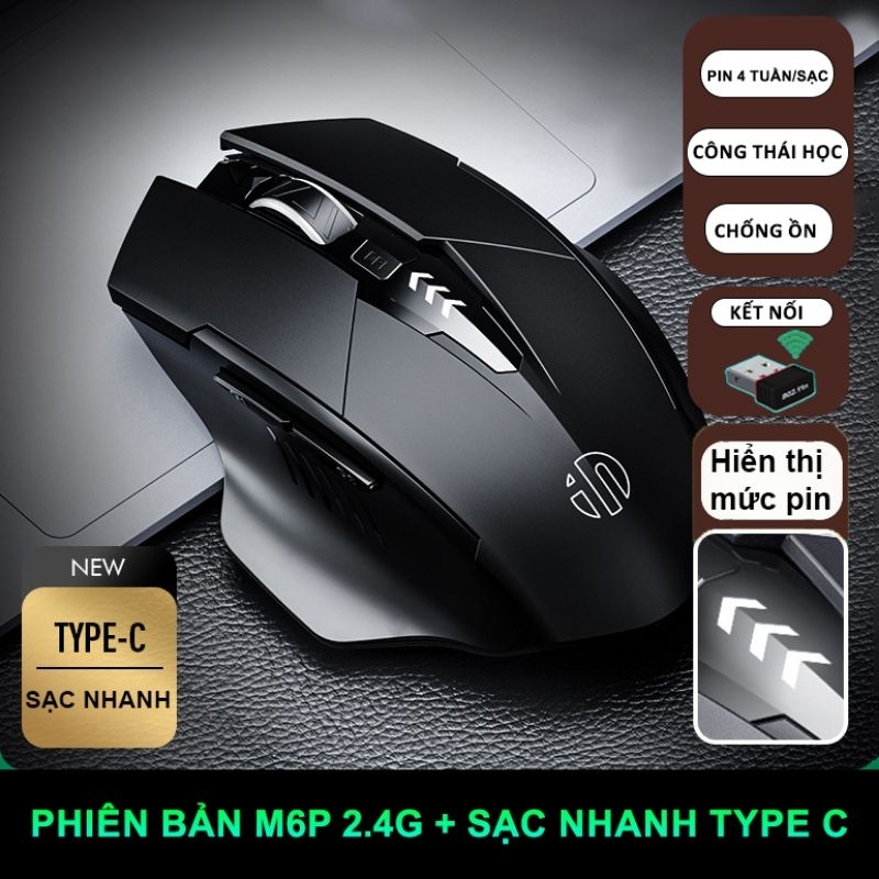 Chuột gaming không dây sạc pin TEKKIN INPHIC M6P(F1) cho game thủ kết nối Wireless 2.4G cực đẹp