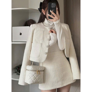 [ NHẬN TRƯỚC TẾT ] Set Áo Khoác Dạ Tweed Cúc Ngọc Phối Chân Váy A Tiểu Thư Sang Chảnh - LIING