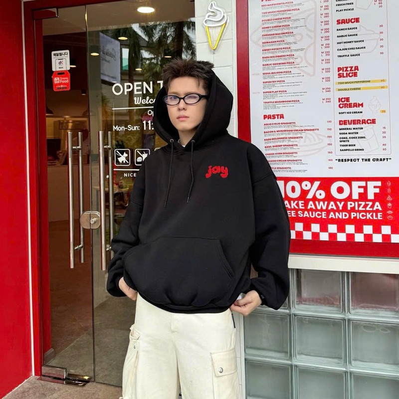 HOODIE CJAY - Áo khoác hoodie thêu xù form Boxy rộng mũ to nam nữ unisex màu XÁM TIÊU/XÁM CHÌ/ĐEN 🖤 | BigBuy360 - bigbuy360.vn