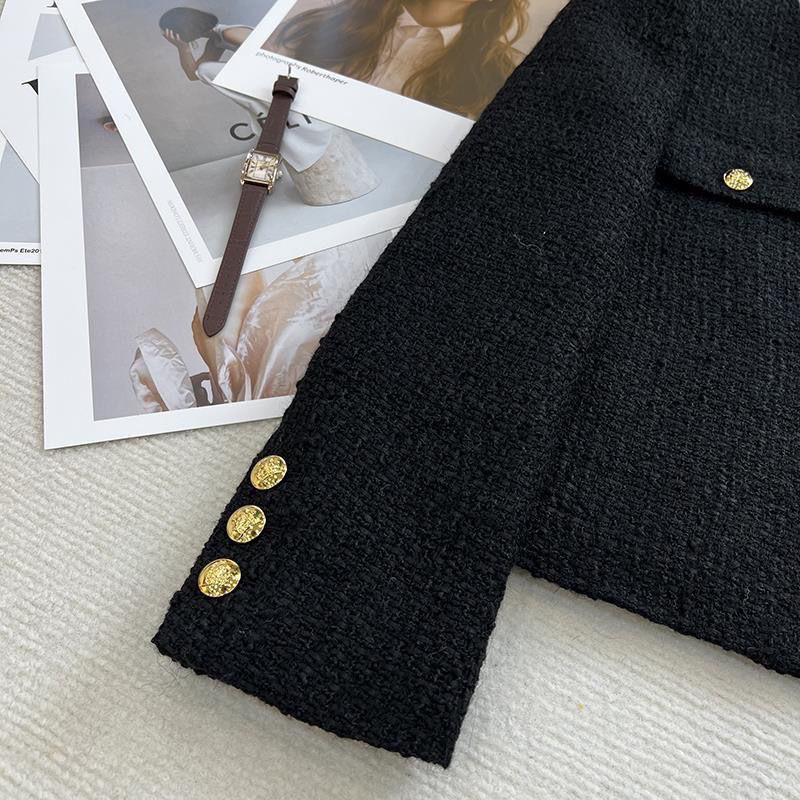 【Sẵn S-XL-Giao Luôn】Áo Dạ Tweed Màu Đen, Cổ Tròn, Cúc vàng Chất Dạ Tweed Dày Dặn Chuẩn Loại Đẹp QC Cao Cấp | BigBuy360 - bigbuy360.vn