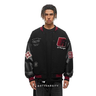 Áo Khoác FDR Bomber Varsity Jacket Nam Nữ Unisex Nỉ Dạ Tay Da Logo Thêu 2 Lớp     9tyvarsity