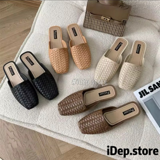 Giày Sục Nữ Nhựa Mềm Đế Bệt Mũi Vuông Chống Trượt Chống Nước Đi Mưa Đi Làm- iDÉP SL045 (Đen, Nude)