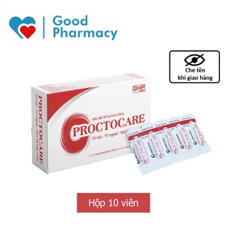 Viên đặt trĩ (trĩ nội, trĩ ngoại), nứt kẽ hậu môn Proctocare (Hộp 10 viên)