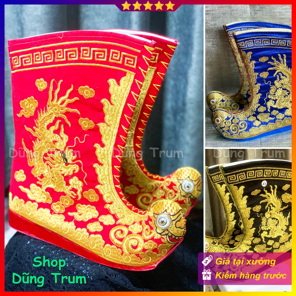 Giày tế, giày hầu quan lớn, hia hầu đồng chúa hoàng, phụ kiện hóa trang concept cổ trang