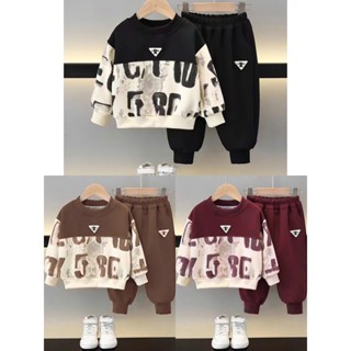 Bộ Quần Áo Thu Đông chất liệu Nỉ tàu 3 màu Cực xinh thêu Chữ R và in Chữ dành cho bé trai và bé gái size 8-20Kg.