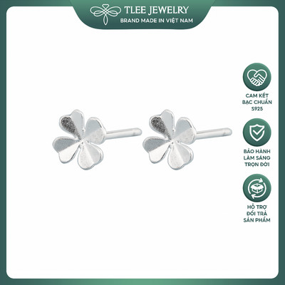 Khuyên tai bạc nữ TLEE mẫu cỏ bốn lá cánh ngắn TLEE JEWELRY B0251