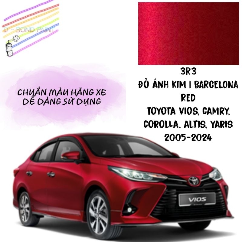 TOYOTA VIOS MÀU ĐỎ - BÌNH XỊT SƠN XÓA VẾT XƯỚC Ô TÔ 400ML (MÃ MÀU 3R3)