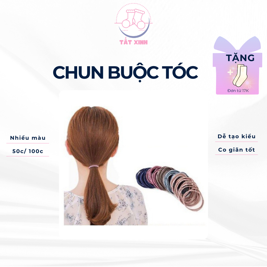Set 100 dây buộc tóc mix màu