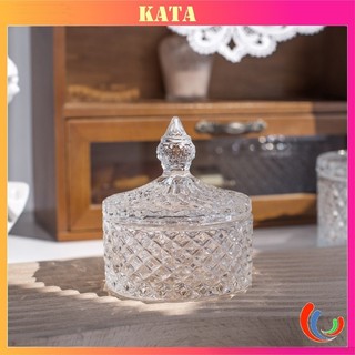  Hũ Mứt Thủy Tinh Nhỏ Xinh Xắn Vân Nắp Kim Cương Đựng Bánh Kẹo Sang Trọng TG73 