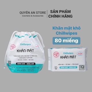 Khăn mặt khô Chillwipes dùng 1 lần lau khô, lau ướt (cuộn và gói rút 80 miếng)
