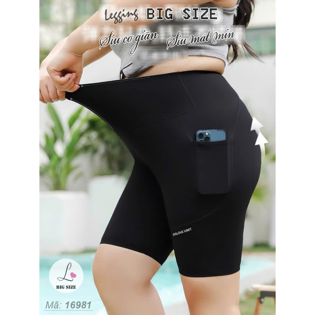 Quần Legging Nữ Ngố Bigsize Su Đúc Co Giãn Cao Cấp LinhStyle - Quần Legging Ngố Lửng Đùi Trơn Bigsiz