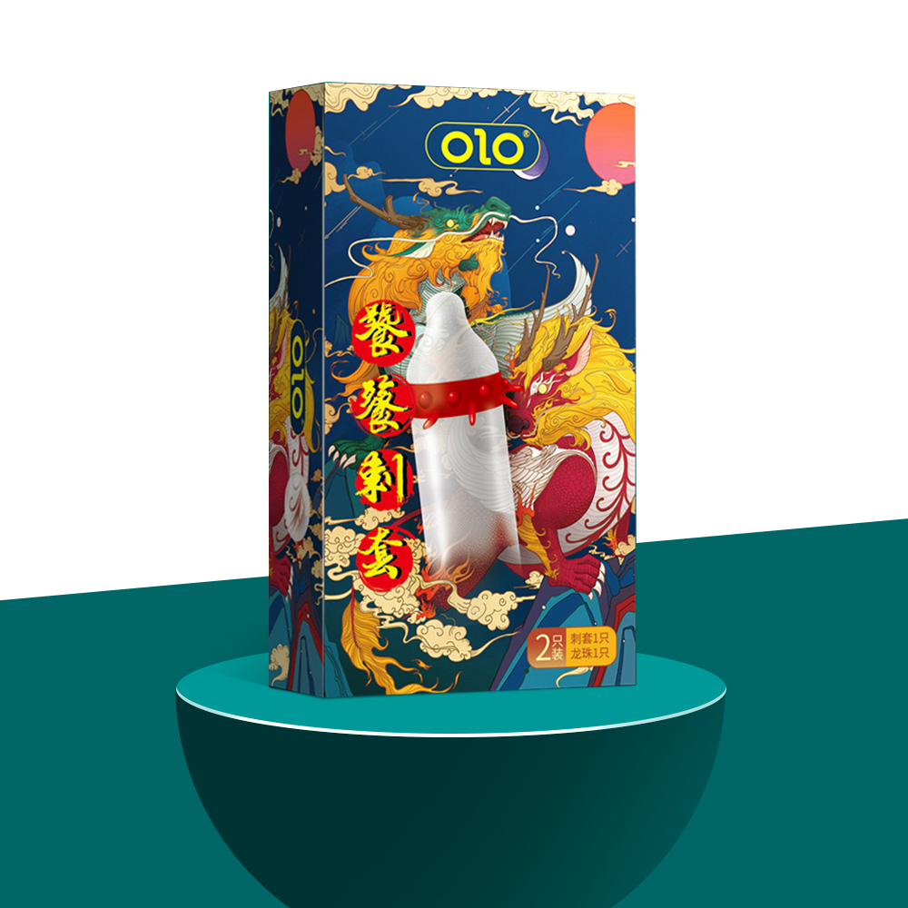 Bao Cao Su Olo Rồng Lân Có Vòng Gai Bi To + Bi Silicon Mềm 1.5cm, Bcs Siêu Mỏng 0.01mm (Hộp 1C)