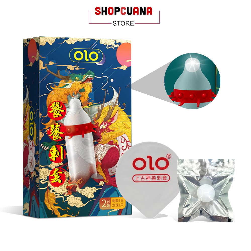 Bao Cao Su Olo Rồng Lân Có Vòng Gai Bi To + Bi Silicon Mềm 1.5cm, Bcs Siêu Mỏng 0.01mm (Hộp 1C)