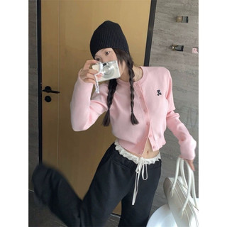   sẵn  Áo khoác len mỏng áo cardigan dáng ngắn dệt kim màu sắc pastel hàng QCCC-TD067 