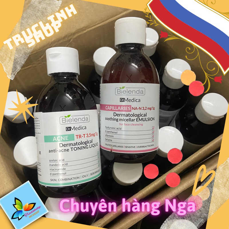 Toner Bielenda Dr Medica Anti-acne Dermatological Toning Liquid làm sạch sâu dịu da, giảm mụn, kiềm dầu nhờn 250ml Balan