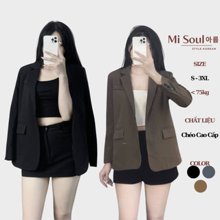  Áo Khoác Blazer Nữ Dáng Rộng 1 Cúc Cài BigSize Misoul Áo Vest Trơn Có Túi Đính Cúc Phía Sau 345 