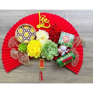 quạt giấy gấp đã trang trí gấp sẵn