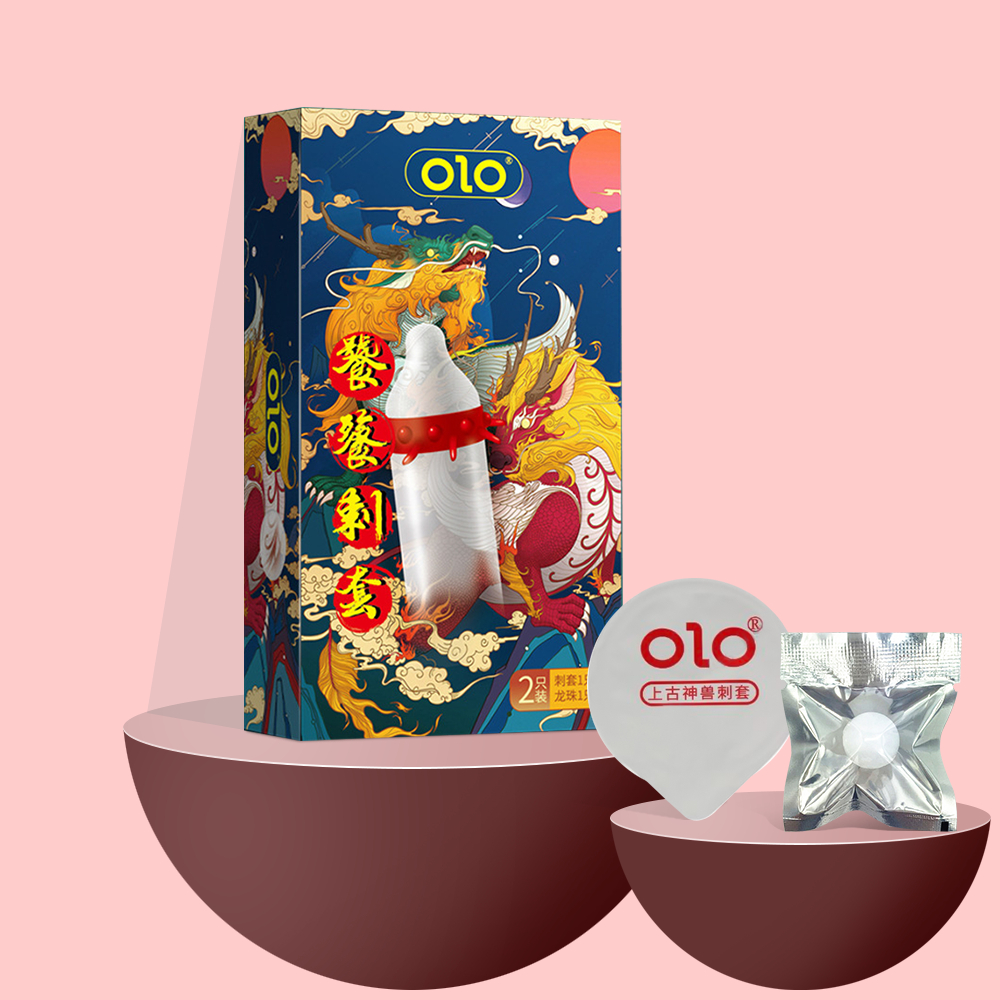 Bao Cao Su Olo Rồng Lân Có Vòng Gai Bi To + Bi Silicon Mềm 1.5cm, Bcs Siêu Mỏng 0.01mm (Hộp 1C)