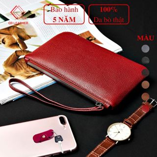 Ví nữ cầm tay thời trang bản to da bò thật kiểu dáng basic thanh lịch - BNM01