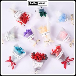   SẴN  Bó hoa khô mini bó hoa mini trang trí hộp quà hoa khô handmade... 