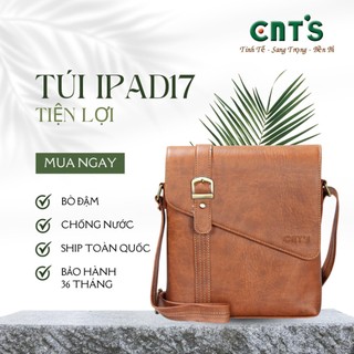Túi đeo chéo unisex nam nữ cao cấp cnt ipad17 bò đậm