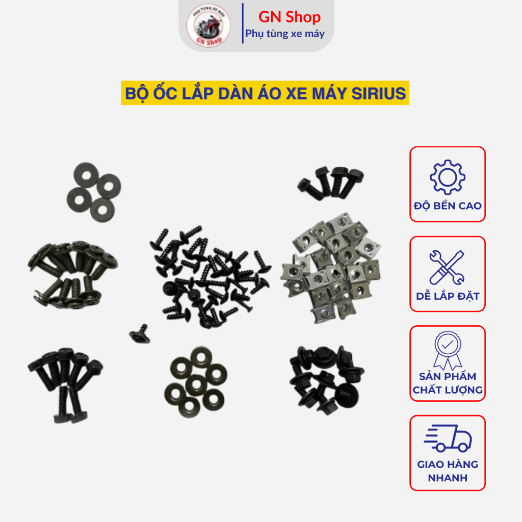 [HỎA TỐC] Bộ Ốc Lắp Dàn Áo Xe Máy Sirius, Ốc Full Dàn Áo Xe - GN Shop